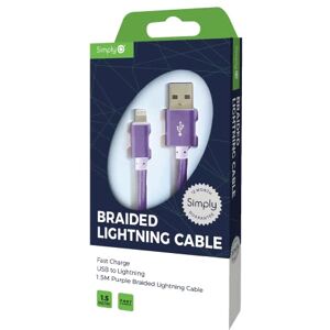 Simply Einfach icip08 geflochten blau Lightning Kabel, Classic Lightning auf USB 1,5 m langes Kabel, kompatibel mit jedem Apple Gerät mit einem 8 Pin Lightning Port, Laden und Synchronisieren, Violett