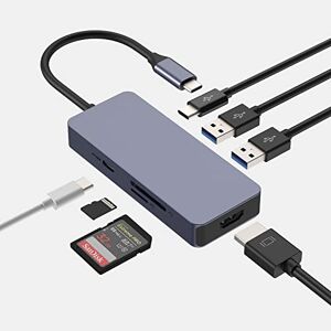 AYCLIF USB C Hub,  USB C Adapter, 7 IN 1 Dual Monitor Multiport Adapter mit USB C zu HDMI 4K, USB 3.0 USB-A/C Port, 100W PD, SD/TF Kartenleser, für MacBook Pro/Air, iMac Pro, Dell/HP/Lenovo