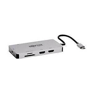 Eaton Tripp Lite USB-C Dock, Dual Display - 4K 60 Hz HDMI, USB 3.2 Gen 1, USB-A Hub, GbE, Memory Card, 100W PD Charging, Gray - Dockingstation - USB-C - 2 x HDMI - 1GbE