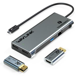 WAVLINK WL-UTD05H Thunderbolt 3 Dual 4K Mini Docking Station Converter With 2 DP to HD Adapters