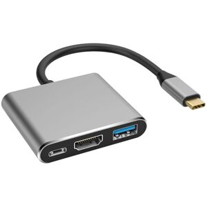 NÖRDIC 1 til 3 dockingstation USBC til 1xHDMI 4K 30Hz 1xUSBC 60W PD og 1xUSB A 3.1 5Gbps pc, Macbook og Nintendo switch