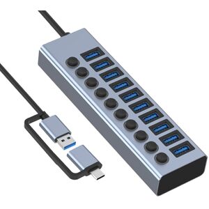 INF Computer dockingstation Dual Head 10 Ports 3.0 Hub til Windows Mac OS Grå