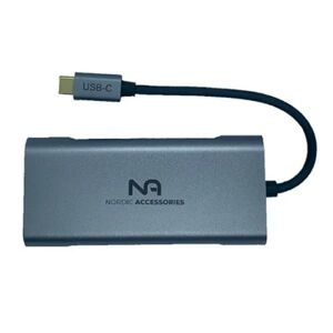 Nordic Accessories 7 i 1 USB-C Dock. HDMI, USB-C PD, 3xUSB-A. 75W Dockingstation.