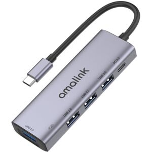 amalink 95119D Type-C / USB-C to 4 Ports USB + PD 3.0 Multi-function HUB Docking Station(Grey)