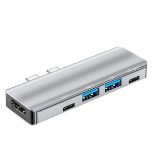 Shoppo Marte YG-2102 5 in 1 Dual USB-C / Type-C to USB Docking Station HUB Adapter (Silver)