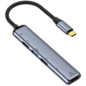 Shoppo Marte Y004 6 in 1 USB-C/Type-C to HDMI+USB 3.1+Dual USB 2.0+Dual USB-C/Type-C Interface Multifunctional Adapter