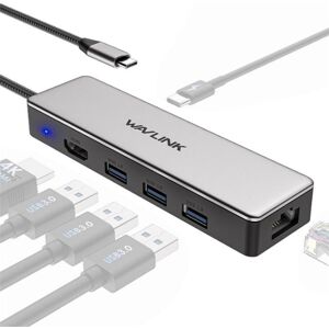 WAVLINK UHP3413 6 in 1 4K Thunderbolt 3 Type-C Devices Hub Adapter USB-C Docking Station