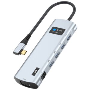 Shoppo Marte V261A 12 in 1 Elbow USB-C/Type-C to USB Digital Display Docking Station HUB Adapter