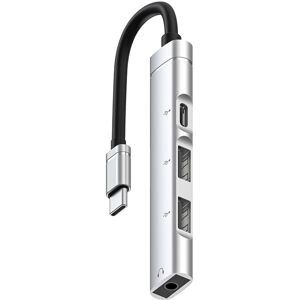 Shoppo Marte USB-C / Type-C to 3.5mm + 2USB + Type-C HUB Docking Station(Silver)