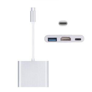 Shoppo Marte USB-C / Type-C 3.1 Male to USB-C / Type-C 3.1 Female & HDMI Female & USB 3.0 Female Adapter(Silver)