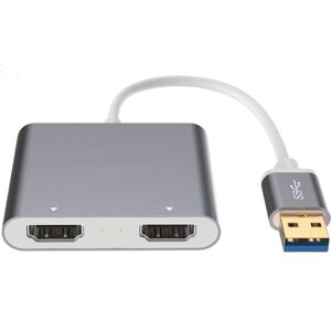 Shoppo Marte USB 3.0 To Dual HDMI High Definition Converter 4K USB Same Screen Extender(Grey)