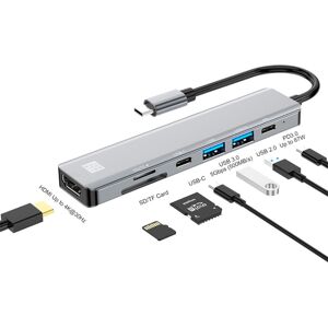 JUNSUNMAY 7 in 1 Type-C to 4K HDMI Docking Station Adapter PD Quick Charge Hub SD/TF Card Reader