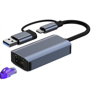 Shoppo Marte BYL-2207 2 in 1 USB + Type-C to RJ45 Docking Station HUB Adapter