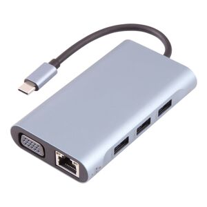 Shoppo Marte BYL-2111U3 7 in 1 USB-C / Type-C to USB Docking Station HUB Adapter (Silver)