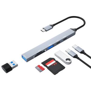 Shoppo Marte ADS-807 PD100 6 in 1 Type-C to PD100W + USB3.0 + USB2.0 + SD/TF HUB Docking Station(Space Grey)