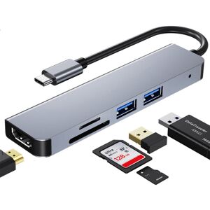 Shoppo Marte 5 in 1 USB-C / Type-C to 4K HDMI + SD / TF Card Slot + USB 2.0 + USB 3.0 Multifunctional Docking Station HUB