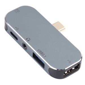 Shoppo Marte 5 in 1 USB-C / Type-C Male to Dual USB-C / Type-C + 3.5mm AUX + USB 3.1 + USB Female Adapter