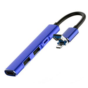 Shoppo Marte 4 in 1 8 Pin/USB to Type-C / 2个USB / 8 Pin Ports Multifunctional Docking Station HUB (Blue)