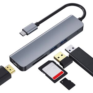 Shoppo Marte 2008N 5 In 1 USB 3.0 x2 + HDMI + SD + TF Multi-function Intelligent Type-C / USB-C HUB Docking Station