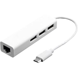 Shoppo Marte 13cm USB-C 3.1 / Type-C 100 Mbps Ethernet Adapter with 3-port USB 2.0 Hub, For MacBook 12 inch / Chromebook Pixel 2015(White)