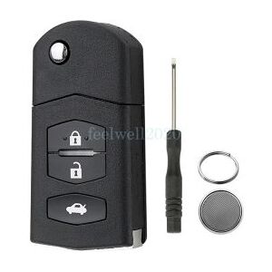 MediaTronixs 3 Button Flip Key Case for Mazda 2 3 5 6 RX-8 MX-5 Remote Fob Shell Replacement