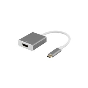 DELTACO USBC-HDMI9 - HDMI adapter - 24 pin USB-C han til HDMI hun - 20 cm - space grey - 4K support