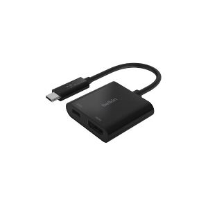 Belkin Components Belkin USB-C to HDMI + Charge Adapter - Videoadapter - 24 pin USB-C han til HDMI, USB-C (kun strøm) hun - sort - 4K support, USB Power Delivery (60W)