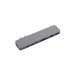 Sanho HyperDrive PRO 8-in-2, Ledningsført, USB 3.2 Gen 1 (3.1 Gen 1) Type-C, 100 W, Grå, Space Gray, MicroSDHC,SDHC