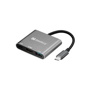 Sandberg Dock, USB-C Mini + HDMI + USB, hvid