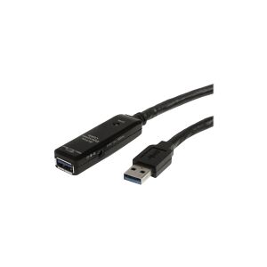 StarTech.com 32.8 ft Active USB 3.0 Extension Cable with AC Power Adapter - Shielded - Male to Female USB USB 3.1 Gen 1 Type A (5Gbps) Extender (USB3AAEXT10M) - USB forlængerkabel - USB Type A (han) til USB Type A (hun) - USB 3.0 - 10 m - aktiv - sort - f