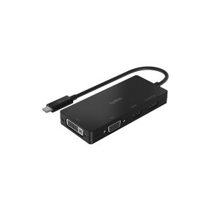 Belkin Components Belkin - Video adapter - 24 pin USB-C han til HD-15 (VGA), DVI-I, HDMI, DisplayPort hun - sort - 4K support