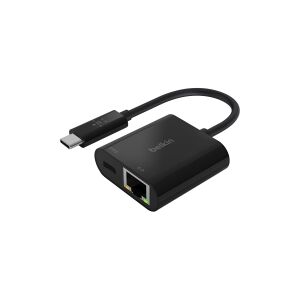 Belkin Components Belkin - Ethernet og opladningsadapter - USB-C - Gigabit Ethernet x 1 + USB-C (kun strøm) x 1