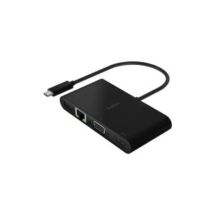 Belkin Components Belkin - Multimedie og opladningsadapter - USB-C - VGA, HDMI - 1GbE