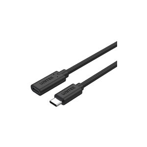 Unitek - USB-forlængerkabel - 24 pin USB-C (han) til 24 pin USB-C (hun) - USB 3.2 Gen 2 / Thunderbolt 3 - 20 V - 5 A - 1 m - USB Power Delivery (100 W), 4K60 Hz support - sort