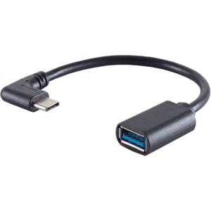 Usb-C Han Til Usb-A 3.0 Hun Kabel - Vinklet - 12 Cm - Sort