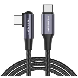 Usb-C Til Usb-C Kabel - 5a/20v/100w - Vinklet - Grå - 1 M