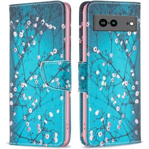 Generic Wonderland Google Pixel 7a Flip Etui - Plum Blossom Blue