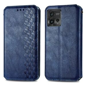 Generic Læder Etui med A Stilfuldt Rhombus Tryk til Motorola Moto G72 - Blue