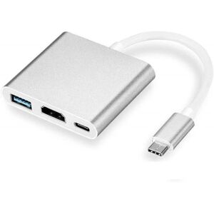 splitter Macbook USB-C Adapter - Thunderbolt 3 - USB 3.0 & HDMI Silver