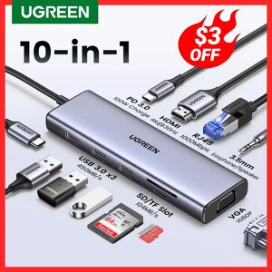 UGREEN-Adaptateur USB Type-C vers HDMI 2.0 RJ45  USB 3.0  PD 100W  4K  60Hz  pour Macbook Air Pro