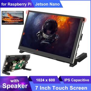 Caturda Écran Tactile LCD avec Haut-Parleur pour Raspberry Pi 5 4 3B + 3B/Jetson  7 Pouces  1024x600 IPS