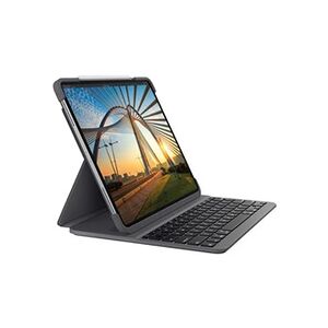 Logitech Slim Folio Pro - Clavier et étui - rétroéclairé - sans fil - Bluetooth LE - QWERTY - R.-U. - pour Apple 12.9-inch iPad Pro (3ème génération, 4ème - Publicité