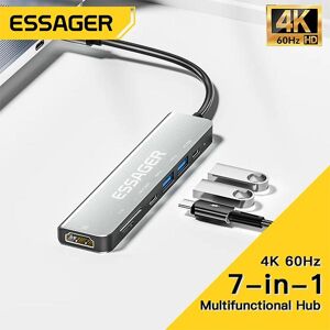 – Hub USB C 7 en 1 PD 78W, USB 2.0 Type C vers HDMI, Station d accueil pour ordinateur portable, Macbook, boîtier de séparation haute vitesse