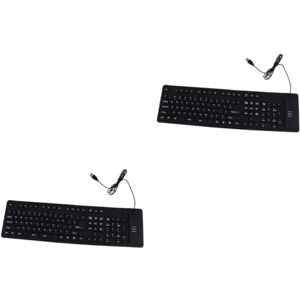 UKCOCO Rouleau De 2 Pièces Clavier Pliable en Silicone à 109 Touches Clavier Portatif Clavier Étanche Clavier Filaire Clavier D'ordinateur Clavier Souple Voyage Portable Gel De Silice - Publicité