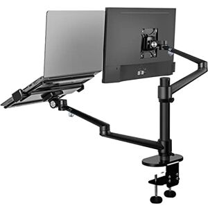 WAOCEO Support de Moniteur Support de bureau réglable en aluminium à double bras for moniteur LCD et support for ordinateur portable for écrans de 17" à 32", plateau supplémentaire for ordinateurs portables - Publicité