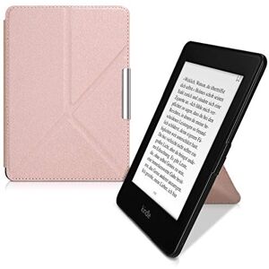 kwmobile Étui pour liseuse électronique Compatible avec Amazon Kindle Paperwhite Étu Housse à Rabat en Simili Cuir Or Rose - Publicité