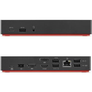 IBM Origin Storage 40AF0135EU station d'accueil USB 3.2 Gen 1 (3.1 Gen 1) Type-A + Type-C Charbon de bois, Rouge