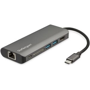 StarTech.com Adaptateur Multiport USB-C - Mini Dock USB-C avec HDMI 4K, 3x USB 3.0 Hub, SD/SDHC, GbE, 60W PD 3.0 Pass-Through - Station d'Accueil U...