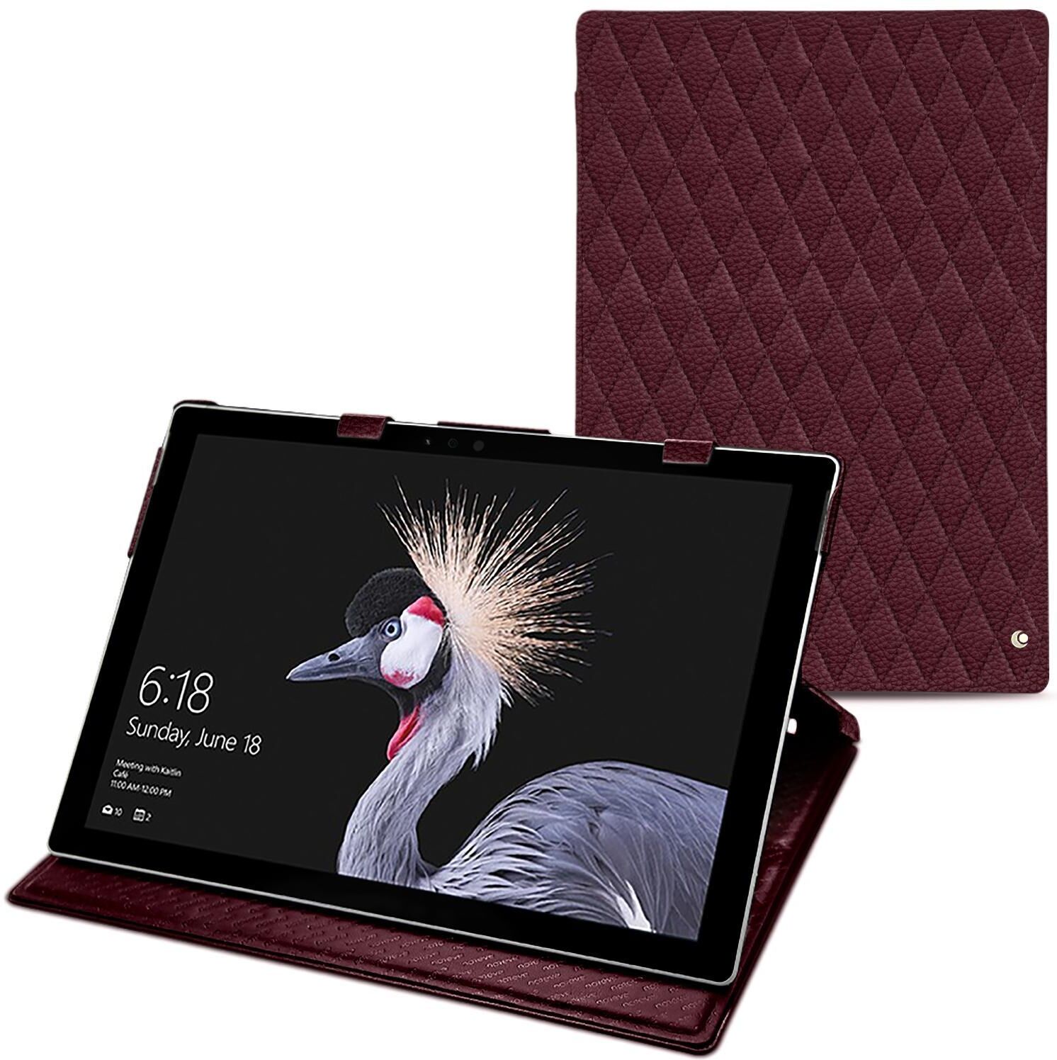 Noreve Housse cuir Microsoft Surface Pro (2017) Ambition Couture Lie de vin - Couture