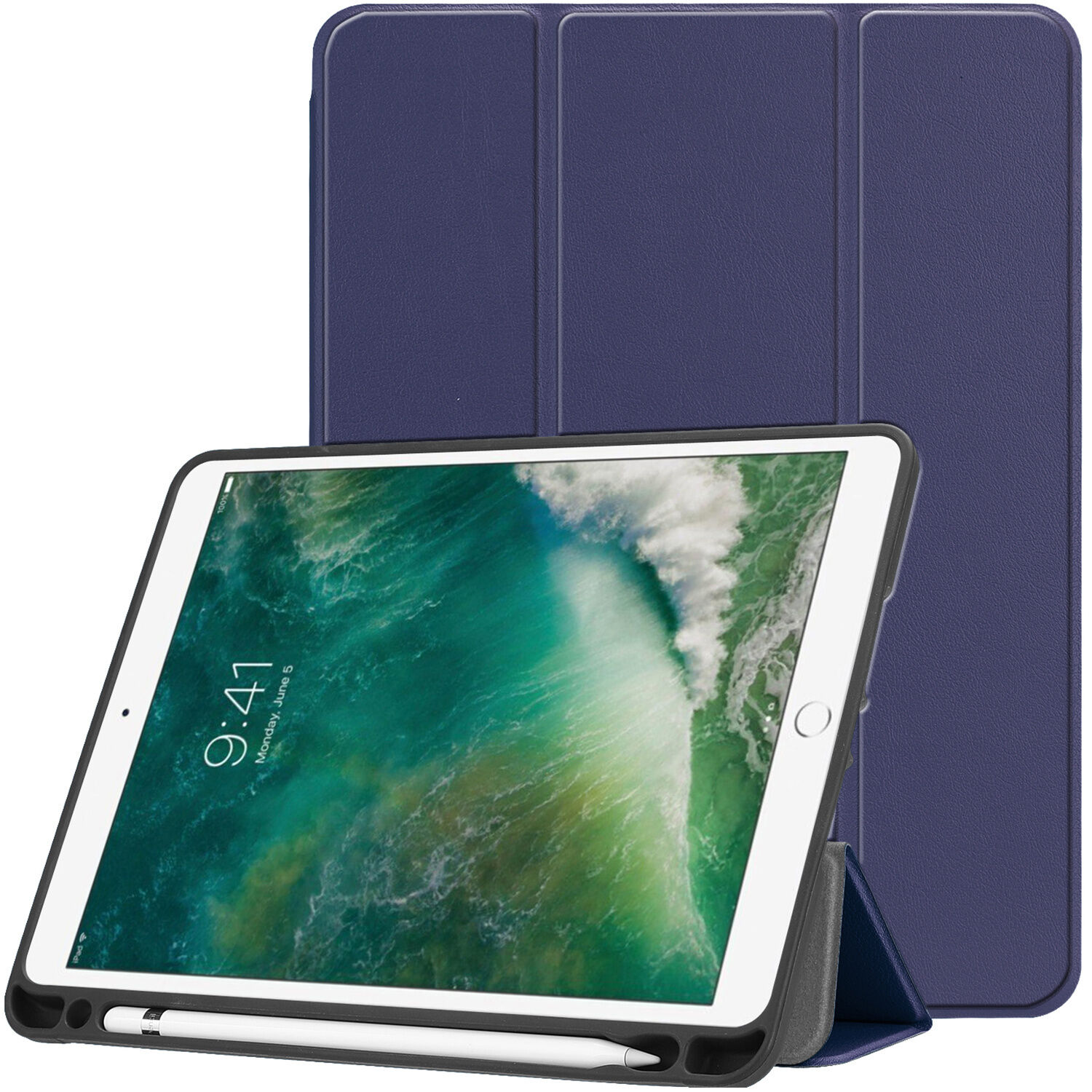 iMoshion Étui de tablette portefeuille Trifold pour l'iPad (2018) / (2017) / Air (2) - Bleu